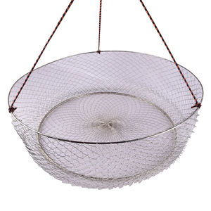 Nasse à crabes pliable en fer à mailles fines, ouverture supérieure, pour <span class=keywords><strong>la</strong></span> pêche en bateau de cabaux, bar et carpes - Outil de pêche durable - Product Image 5