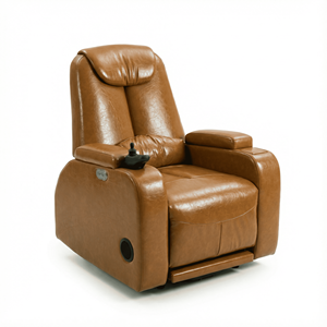 Sillón Reclinable Funcional Atunus, Mueble Inteligente para Sala de Estar, Sillón Reclinable Eléctrico de Cuero Marrón - Product Image 5