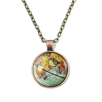 Collier Carte du Monde, le Monde est à Toi, Voyageur, Globe Rétro, Art Terrestre, Colliers Pendentifs Photo, Bijoux, Cadeaux de Diplôme pour Amis