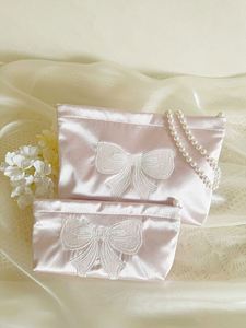 Bolsa de Maquillaje Rosa con Cierre de Perlas, Bolsa de Viaje para Mujer, Estuche para Lápices Labiales, Bolsa de Almacenamiento de Artículos de Aseo, Bolso de Mano de Lujo para Mujer, Organizador de Maquillaje - Product Image 2
