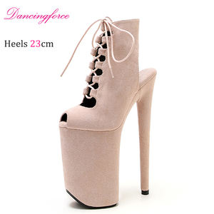 Botas de tacón alto de 23 cm para Pole Dance, <span class=keywords><strong>sandalias</strong></span> romanas, botines de plataforma con punta abierta, botas cortas sexys de <span class=keywords><strong>caballero</strong></span> para mujer - Product Image 1