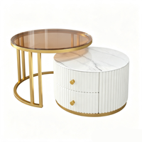 Ensemble de tables basses en pierre de luxe moderne, table d'appoint simple pour salon, table à thé pour la maison