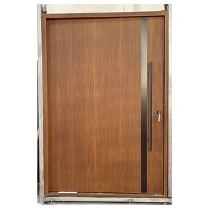 <span class=keywords><strong>Porte</strong></span> d'entrée Prima en aluminium et acier inoxydable avec transfert de grain de <span class=keywords><strong>bois</strong></span>, <span class=keywords><strong>imitation</strong></span> texture <span class=keywords><strong>bois</strong></span>, décorative pour façade de maison - Product Image 3