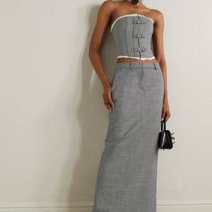 Conjunto de Dos Piezas para Mujer, Top Elegante sin Mangas con Botones y Falda Larga en Línea A, Diseño OEM - Product Image 1