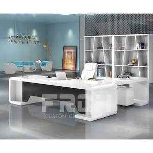 Factory Sale L Shape Modern Handmade Luxury Office Table Wooden White Office Desk