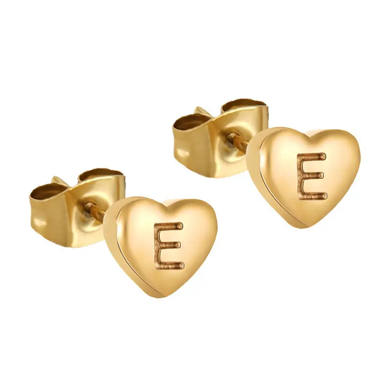 Небольшие золотые серьги-гвоздики из нержавеющей стали, 18-каратное золото, водонепроницаемые мини-массивные сердечки
