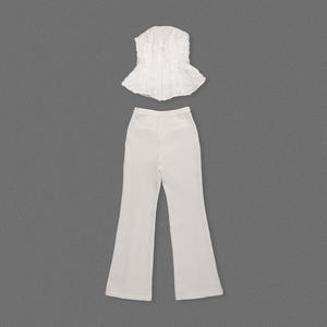 Traje de Pantalón Blanco sin Tirantes, Elegante y Casual para <span class=keywords><strong>Mujer</strong></span>, Combinado con Pantalones de Color Sólido, Ideal para Fiestas Formales de Noche - Product Image 5