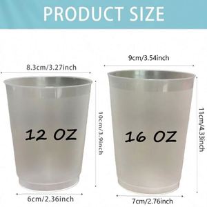 Vasos de Agua de Plástico Esmerilado de 16oz/12oz con Diseños de Logotipo Personalizados, Vasos Reutilizables Libres de BPA, Ideales para Fiestas y Eventos - Product Image 2