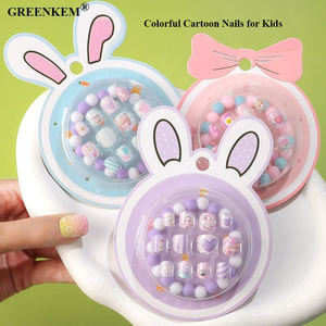 Juego de Uñas Autoadhesivas con Pulsera, Orejas de Conejo de Dibujos Animados Coloridos, Juego de Uñas para Niños, Prensa <span class=keywords><strong>en</strong></span> Uñas, 12 Unidades, Nuevo - Product Image 1