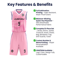 Maillot de basket-ball personnalisé en sublimation intégrale pour jeunes et hommes, uniforme d'équipe personnalisé, kits de maillots de jeu, vente en gros OEM