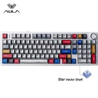 Keyboard Mekanik Nirkabel Plastik Baru AULA F99PRO, Hot Swappable, RGB Backlit, 2.4GHz/USB-C, Gaming, Ergonomis