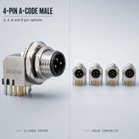 Service de conception personnalisée OEM/ODM disponible, connecteur M12 à coque métallique, corps circulaire, fixation arrière pour commande en gros
