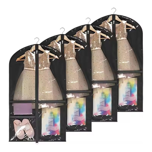 Sac de <span class=keywords><strong>rangement</strong></span> pliable en tissu non tissé et PVC pour vêtements, <span class=keywords><strong>housse</strong></span> anti-poussière pour robes, pour l'organisation des vêtements à la maison et en voyage - Product Image 2
