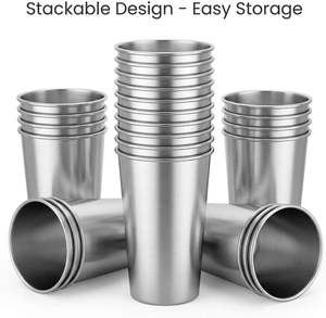 Vente en gros de gobelets empilables en acier inoxydable de 500 ml (16 onces) pour le voyage, le camping et la consommation d'eau - Product Image 4