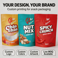 Sacs d'emballage personnalisés transparents à fermeture éclair pour chips de banane, chips de plantain, snacks et chips de pommes de terre
