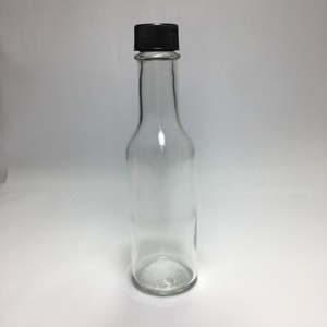 24-414 Black PP Lid, <strong>Plastic</strong> <strong>Cap</strong> with F217 Liner,5oz 150ml clear Glass Empty Woozy Hot Sauce Bottle Ketchup Sauce Glass Vinegar - Product Image 5