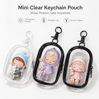 Porte-monnaie mini transparent en PVC pour clés, pochette de présentation pour figurines, avec fermeture éclair, cadeau Kawaii, logo personnalisé OEM, vente en gros
