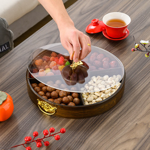 Retro Bamboo Nut <b>Tray</b> With Dividers And Lid For Home Teahouse Hotel Use - Product Image 4