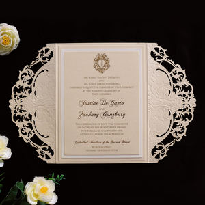 High Quality Embossed Laser Cut Wedding <strong>Card</strong> Three Layers Invitations with Detail <strong>RSVP</strong> <strong>Cards</strong> and Envelopes - Product Image 5