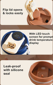 Tumbler da viaggio in acciaio inossidabile da 15 once con Display della temperatura intelligente Touch tazza da <span class=keywords><strong>caffè</strong></span> isolata sottovuoto con <span class=keywords><strong>caffè</strong></span> comodo - Product Image 6