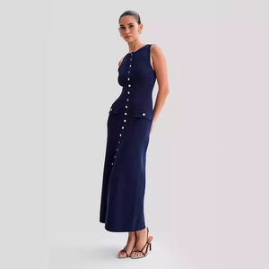 Da donna autunno autunno inverno elegante senza maniche in maglia Chic Slim donna lunga festa 2024 gilet Midi abiti attillati per donna - Product Image 3