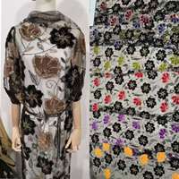 Tissu en dentelle perlée de haute qualité, tissu en dentelle de velours de luxe, tissu en maille de velours bicolore pour vêtements
