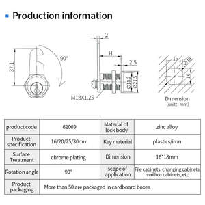 メーカー卸売スチールオフィス家具ロックシリンダー金属偏心カムロック - Product Image 3