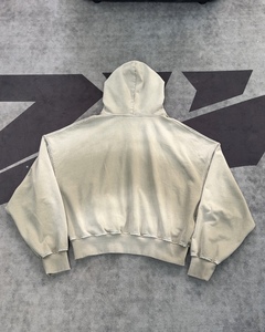 Sweat à capuche unisexe personnalisé, délavé au soleil, effet vieilli, délavé à l'acide, effet vieilli, patchwork, poids lourd, 500 g/m², lavé, fermeture éclair intégrale - Product Image 3