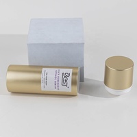 Emballage de lotion cosmétique, placage UV mat doré, flacons à pompe sans air de luxe, étiquette personnalisable, 30 ml-150 ml