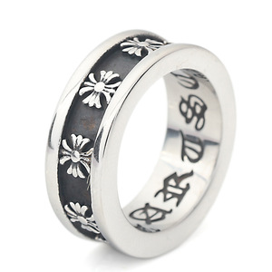 Anillo Cruzado Retro de Acero Inoxidable con Letras Alfanuméricas y Patrón Floral para Mujer, Joyería de Regalo - Product Image 1