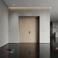 Porte d'entrée double battante moderne à panneau encastré en aluminium et bois, durable, écologique, pour hôtel, entrepôt, entrée principale sécurisée