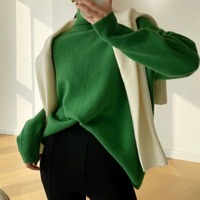 Pull col roulé épais pour femme, coupe ample et ajustée, pull basique décontracté et chaud pour l'automne et l'hiver