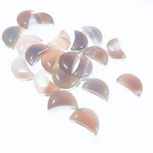 Offre Spéciale pierres de cristal de guérison naturelles agate grise sculpture ornement de lune pour la décoration cadeau artisanat