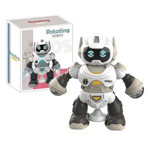 B/O rotating robot toys musical cartoon toy educational intelligent dancing robot for children