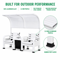 Banc de repos pour terrains de padel, pour clubs de padel et centres sportifs, sièges extérieurs au bord du terrain avec armoire de rangement, blanc
