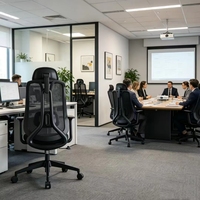 Chaise de bureau ergonomique en maille avec appui-tête réglable, soutien lombaire et mousse haute densité pour le travail sur ordinateur