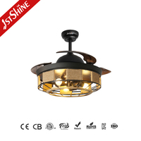 Ventilateur de plafond 1stshine rétractable avec pales cachées, assistant vocal, fonction minuterie, décoration intérieure, installation facile