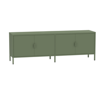 Meuble TV pliable en acier écologique à 4 portes avec rangement pour salon, design moderne, couleur verte