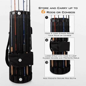 Bolsa de Pesca con Muestra Gratis, Bolsa de Almacenamiento Grande de 81L Resistente al Agua, Estuche para Cañas con Capacidad para 6 Cañas y Carretes, Bolsa de Pesca Plegable, Regalos de Pesca - Product Image 2