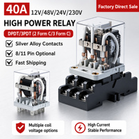 Relais de puissance à courant élevé 40A JQX-38F, AC/DC 12-380V, contacts en argent, longue durée de vie, parfait pour les panneaux de commande et les systèmes énergétiques