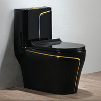 Sanitaires WC modernes monobloc, design de luxe, céramique, salle de bain, WC, cuvette de toilette de couleur or et blanc