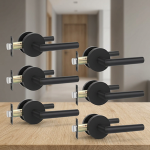 Poignée de tirage moderne noire Goldenwarm, poignée de porte de placard intérieure noire mate, poignée de passage en acier inoxydable pour couloir, installation facile, lot de 6 - Product Image 2