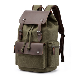 Unisex Canvas School Laptop Backpack With Large Computer Space & Customizable Logo Vintage Style Polyester Lining