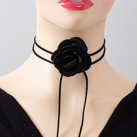 Kalung mawar buatan tangan perhiasan Eropa dan Amerika Serikat kalung choker flanel bunga DIY panjang kreatif