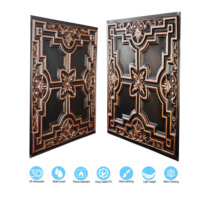 Placas de Techo Cuadradas de PVC Imitación Estaño, Diseño 3D en Relieve, Estilo Vintage Tradicional en Cobre para Hotel o Salón PL16