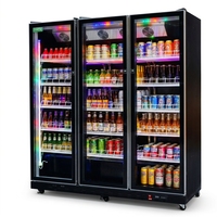 Réfrigérateur à vitres pour exposition, refroidi par air commercial avec étagères réglables