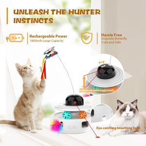 Juguete Multifuncional Personalizado para Mascotas, Juguete Interactivo 5 en 1 para Gatos, Juguete Inteligente con Láser y Plumas para Jugar en Interiores - Product Image 4
