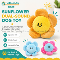 Jouet pour chien couineur Tournesol, balle rebondissante en TPR et peluche froissée, 11 cm, jouet interactif de dentition pour chiens de petite/moyenne taille, style coréen mignon