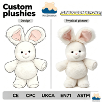 Peluche Lapin Mignon Super Doux en Coton PP 45cm Unisexe, Doudou d'Anniversaire ODM pour le Sommeil