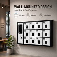 Casillero de Carga para Teléfonos Inteligentes Montado en la Pared con 12 Puertas, Estación de Carga USB Segura para Teléfonos Móviles, Gabinete de Almacenamiento para Escuela, Gimnasio, Oficina